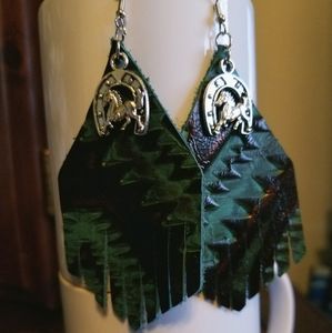 Handmade embossed leather earrings
